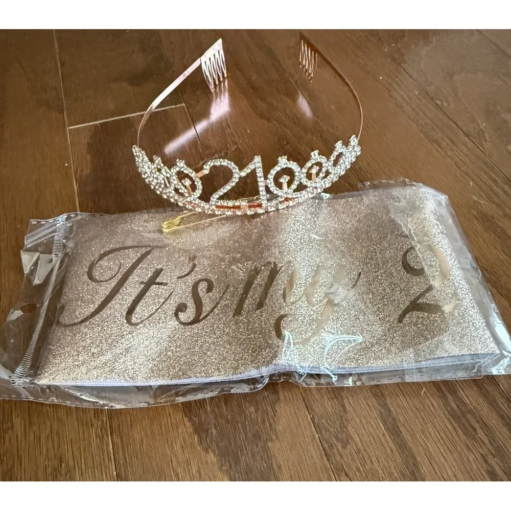 21st Birthday Rose Gold Tiara & Sash 